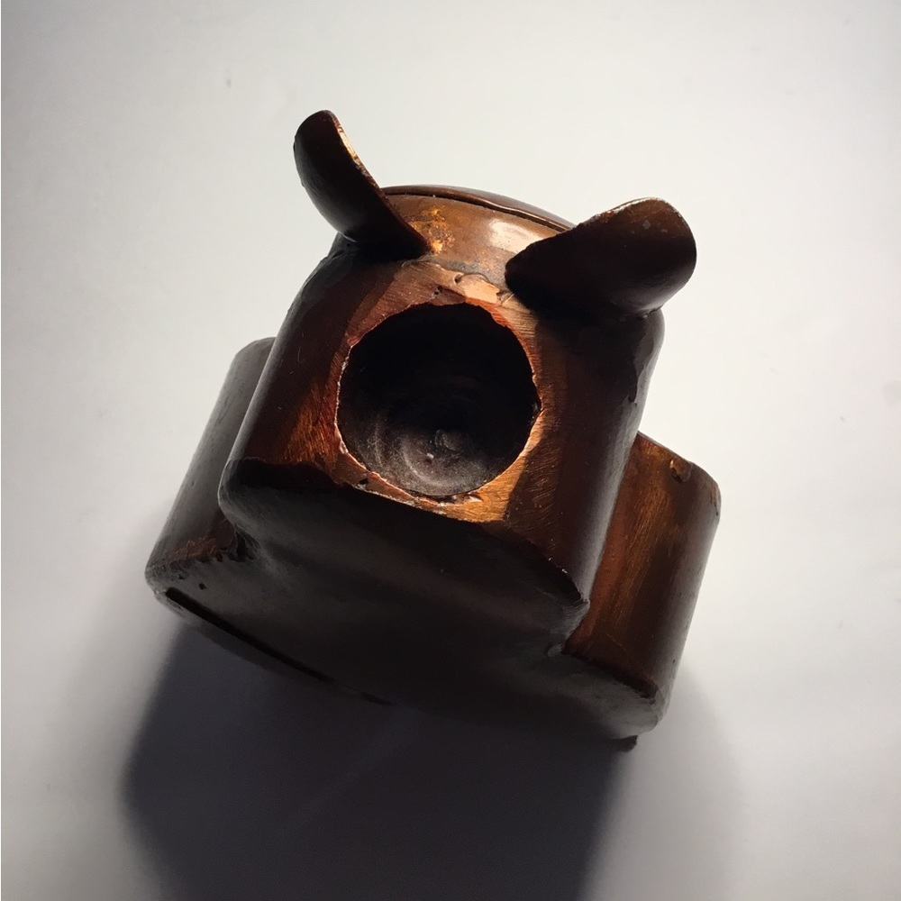 Unique Vintage Indonesian Folk Art Copper Cat Candleholder - Picture 3 of 5